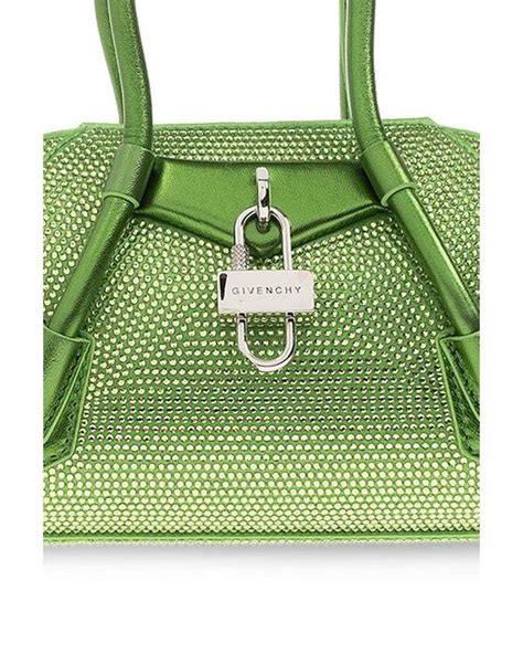 givenchy mini antigona glossy green|Givenchy mini top handle bag.